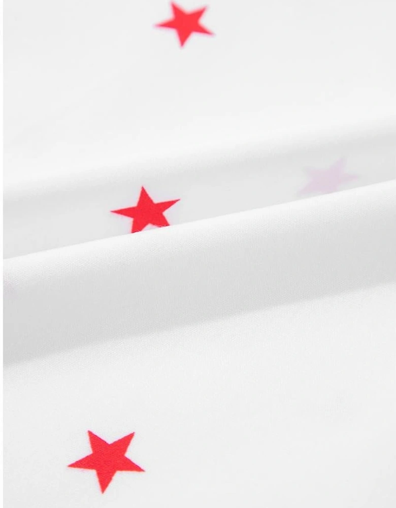 White Little Stars Printed Loose Half Sleeve Loose Shirt