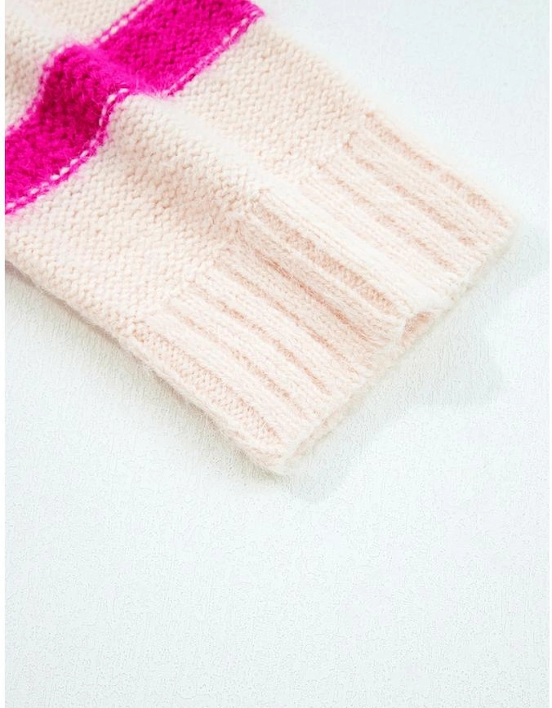 Rose Red I KNOW WAHT I WAT Sequin Letter Graphic Colorblock Loose Sweater