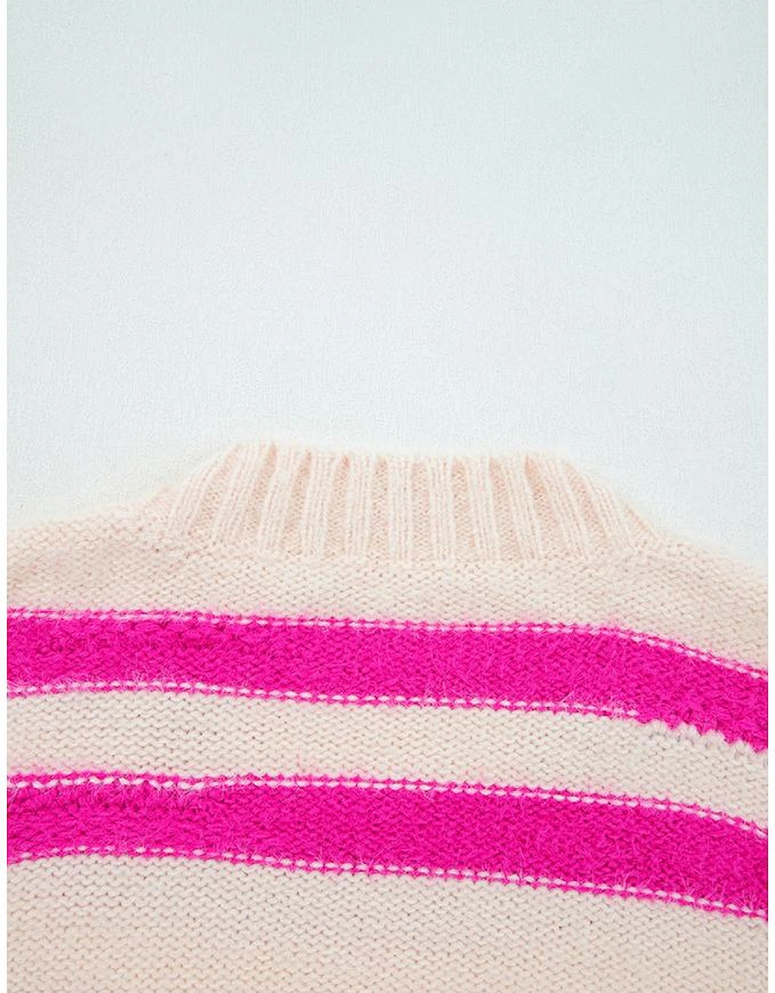 Rose Red I KNOW WAHT I WAT Sequin Letter Graphic Colorblock Loose Sweater