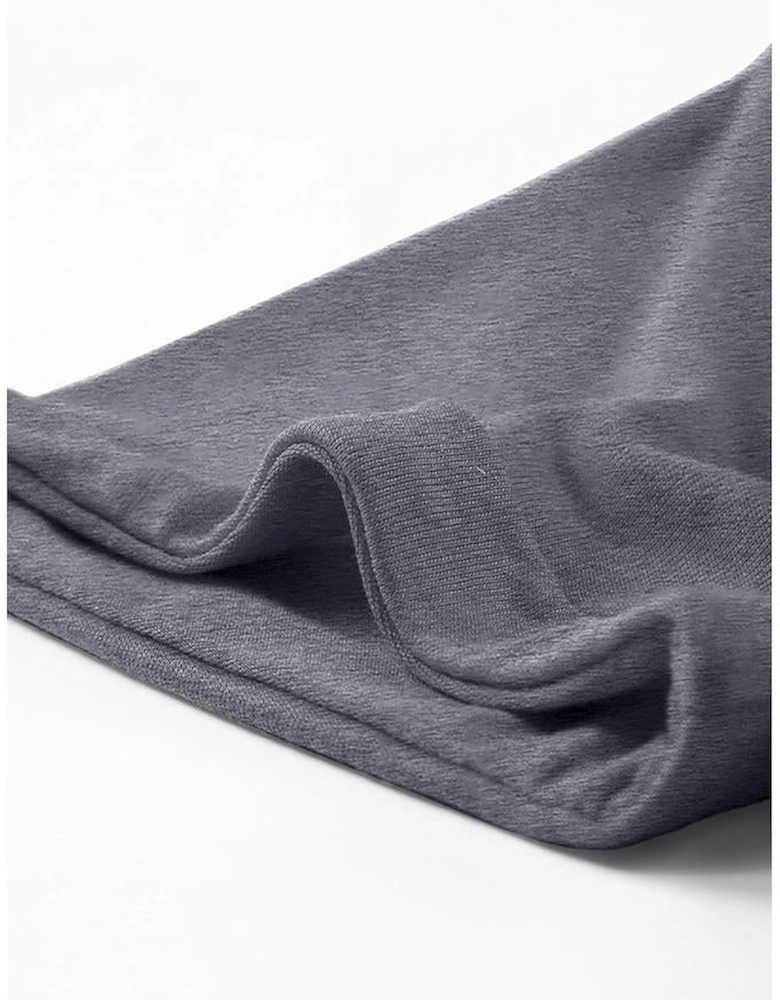 Gray Casual Plain Crew Neck Tee