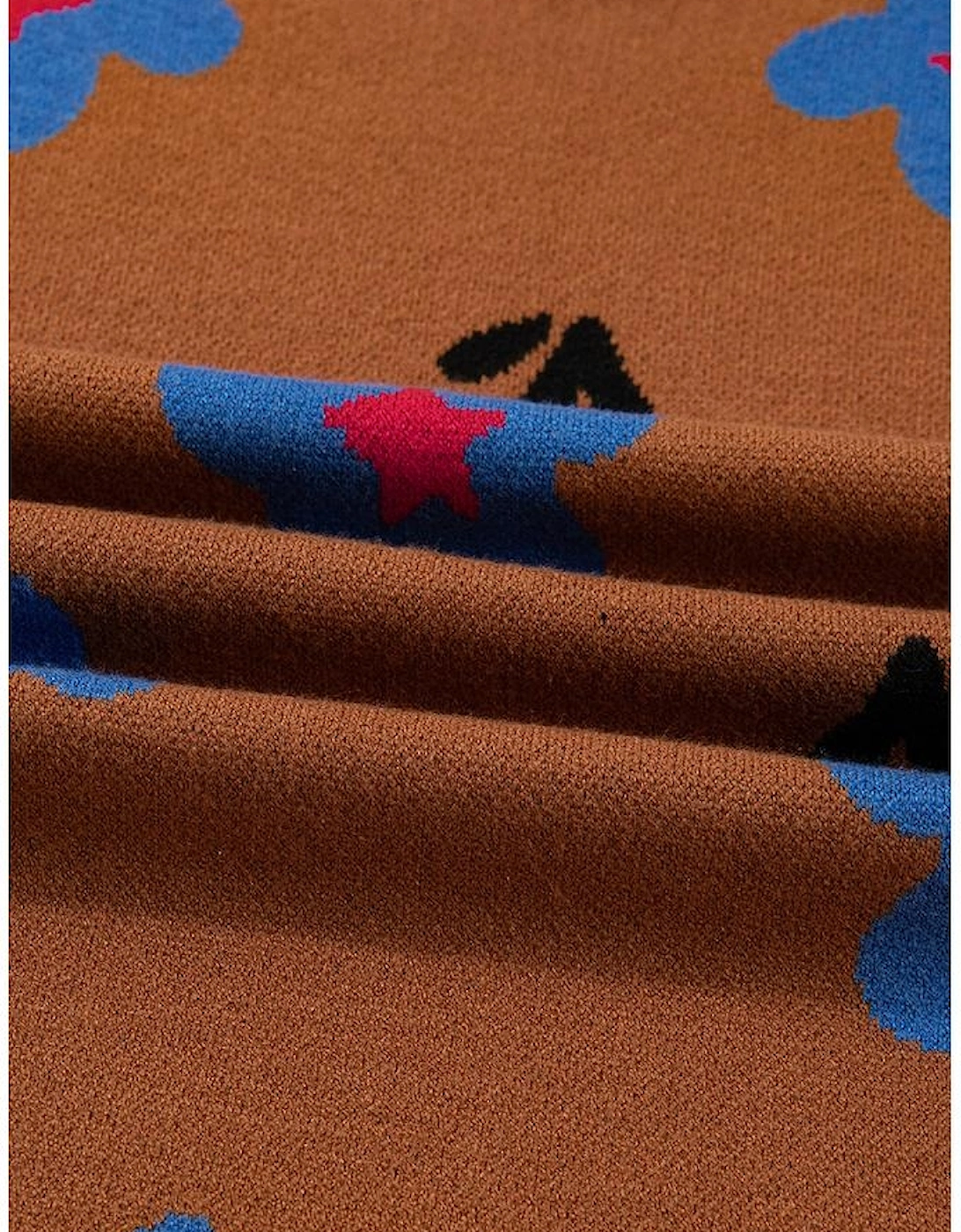 Chestnut Floral High Neck Sweater Vest