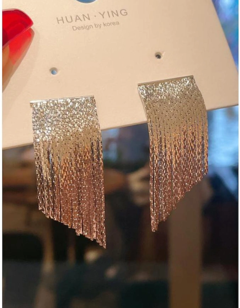 Silvery Tassel Alloy Stud Earrings