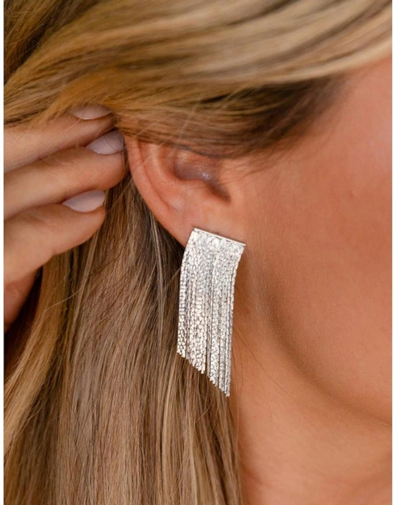 Silvery Tassel Alloy Stud Earrings