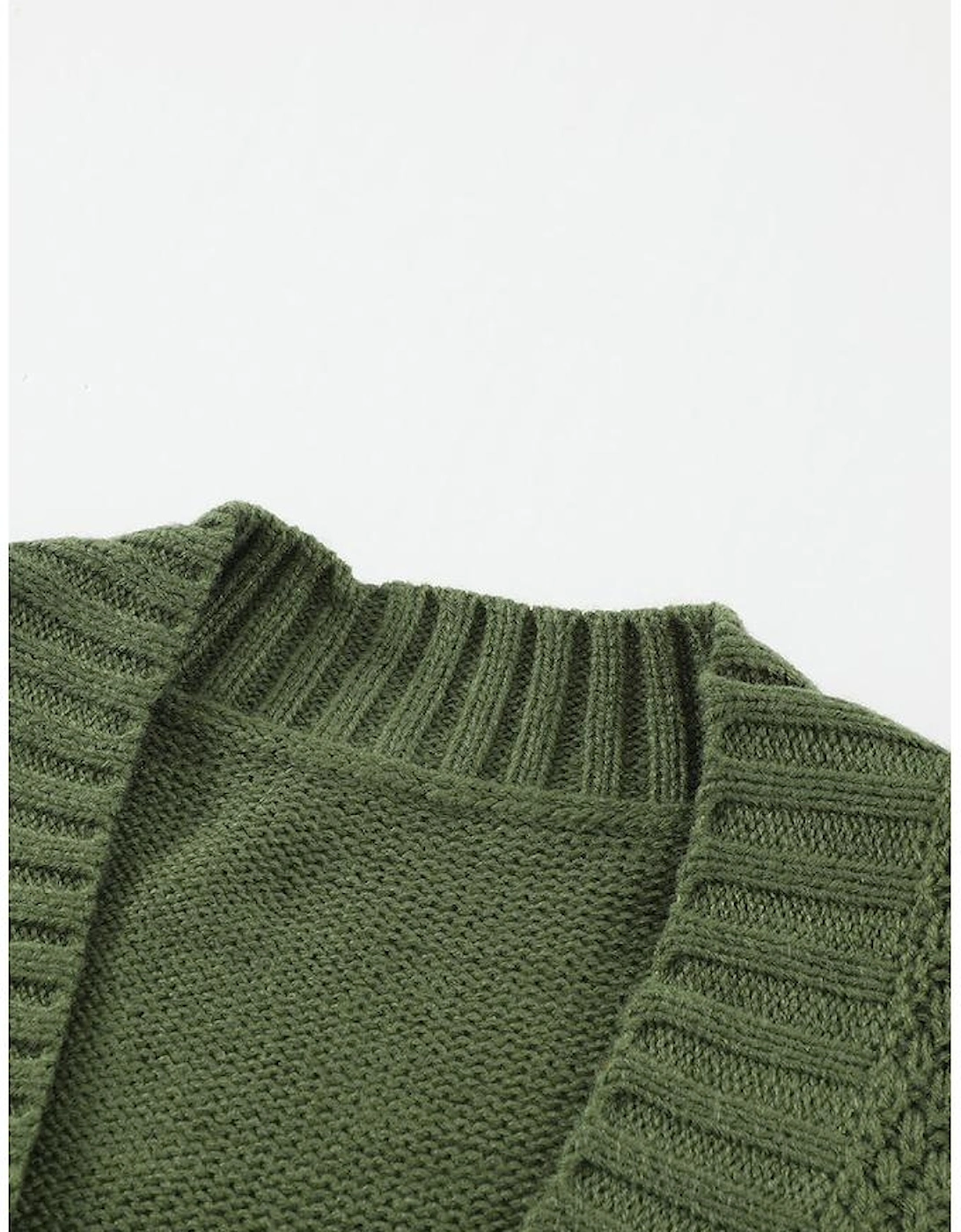 Green Front Pocket and Buttons Closure Cardigan, 16 of 15