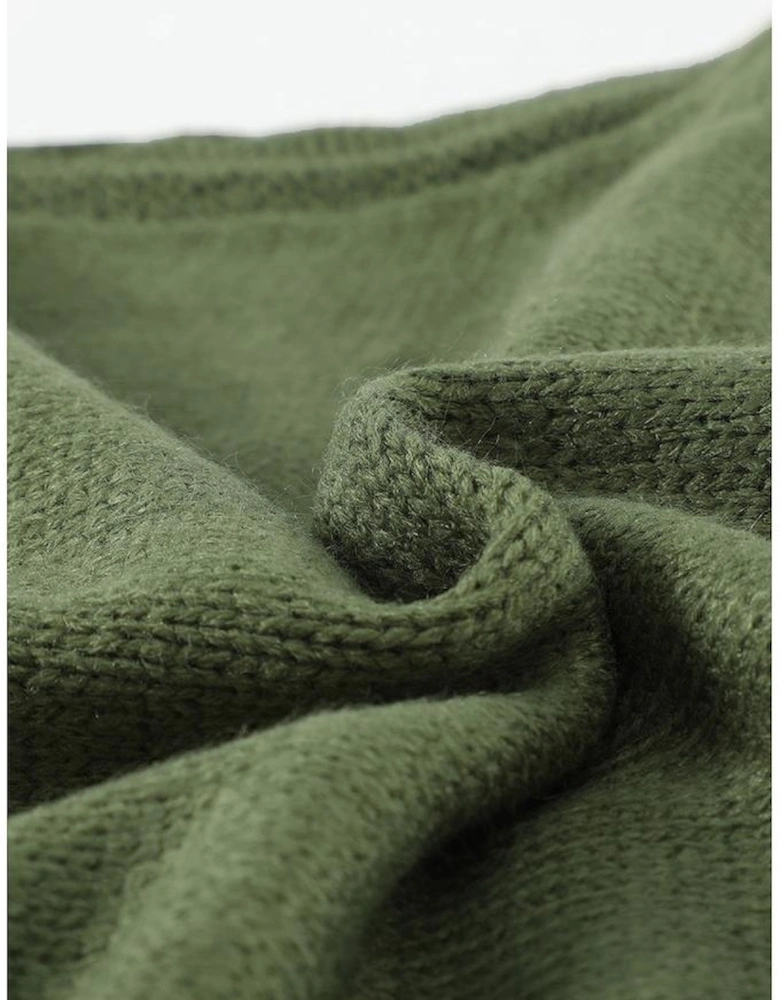 Green Front Pocket and Buttons Closure Cardigan