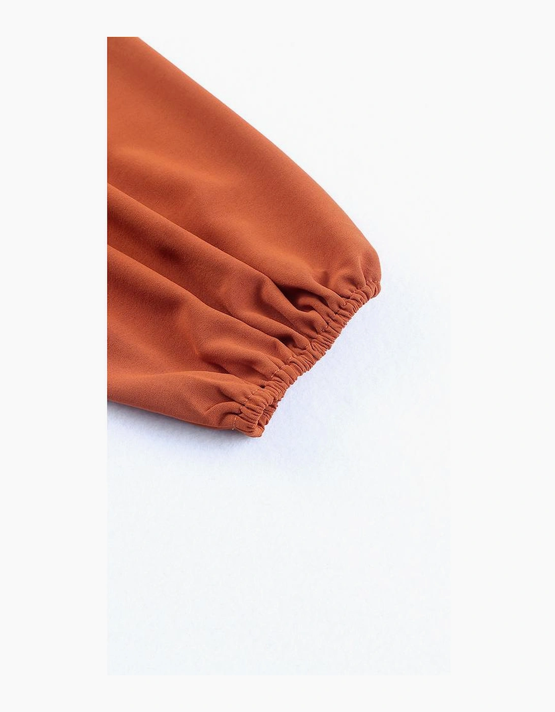 Orange Ruffled Pleated Buttoned V Neck Blouse