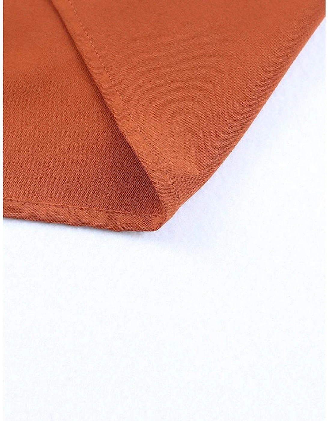 Orange Ruffled Pleated Buttoned V Neck Blouse