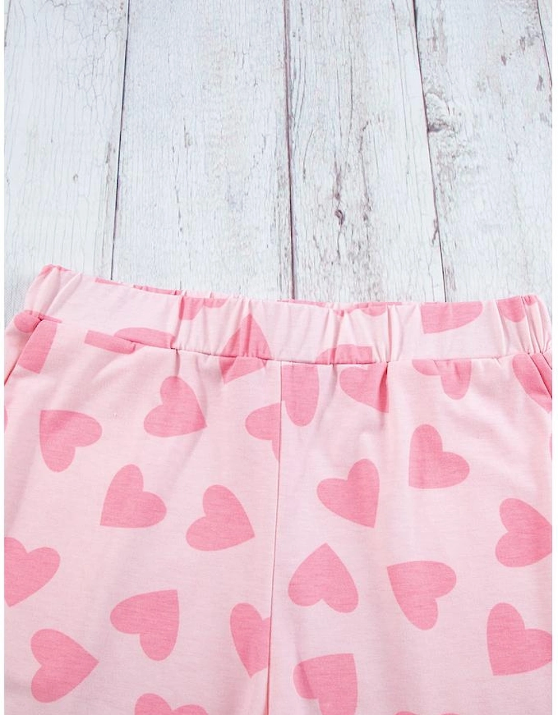 Pink Valentine Heart Shape Print Long Sleeve Top Shorts Lounge Set, 14 of 13