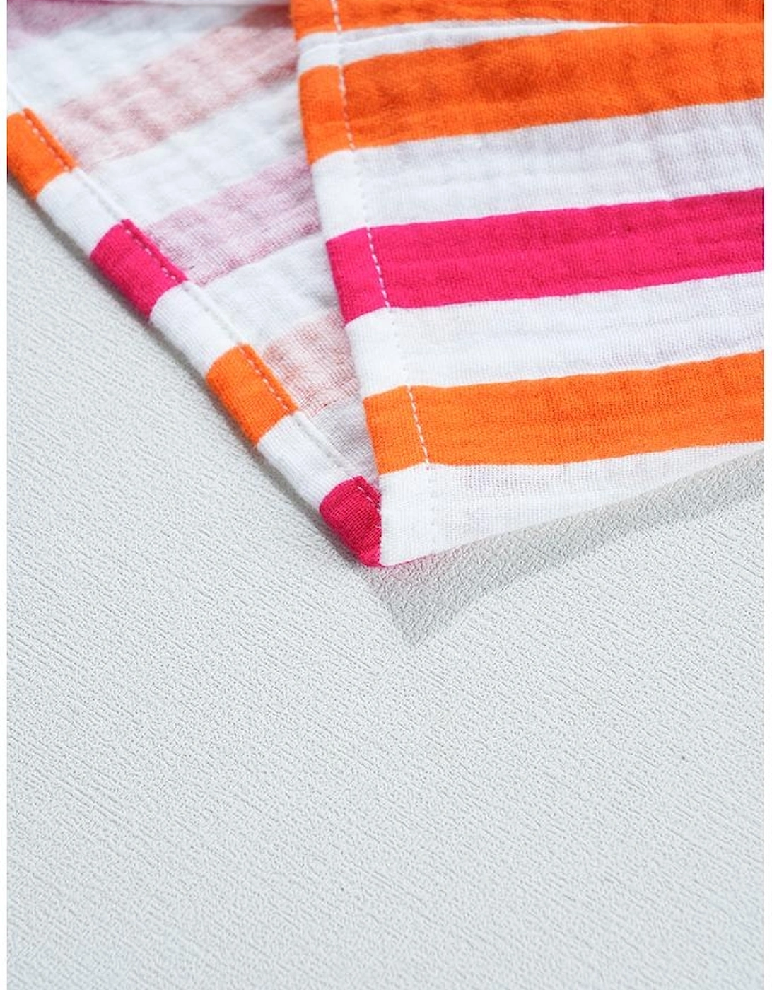 Orange Stripe Balloon Sleeve Notched V Neck Buttoned Front Blouse