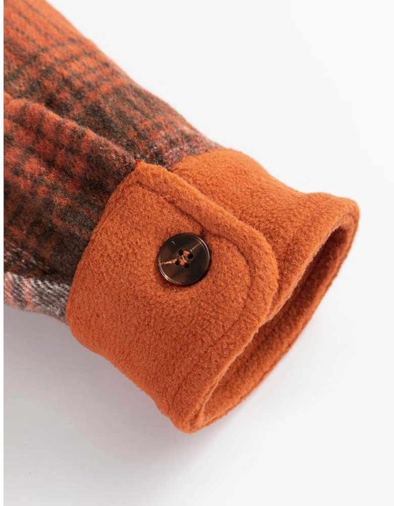 Khaki Colorblock Plaid Pattern Flap Pockets Buttoned Shacket