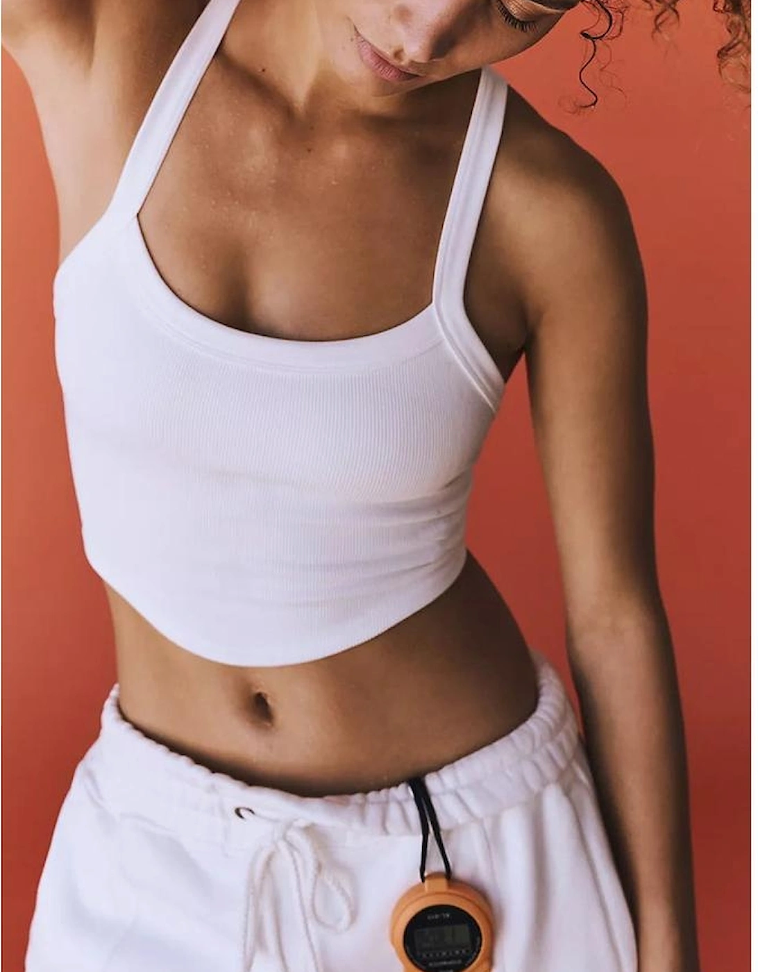 White Athletic Ribbed Cropped Cami Top, 14 of 13