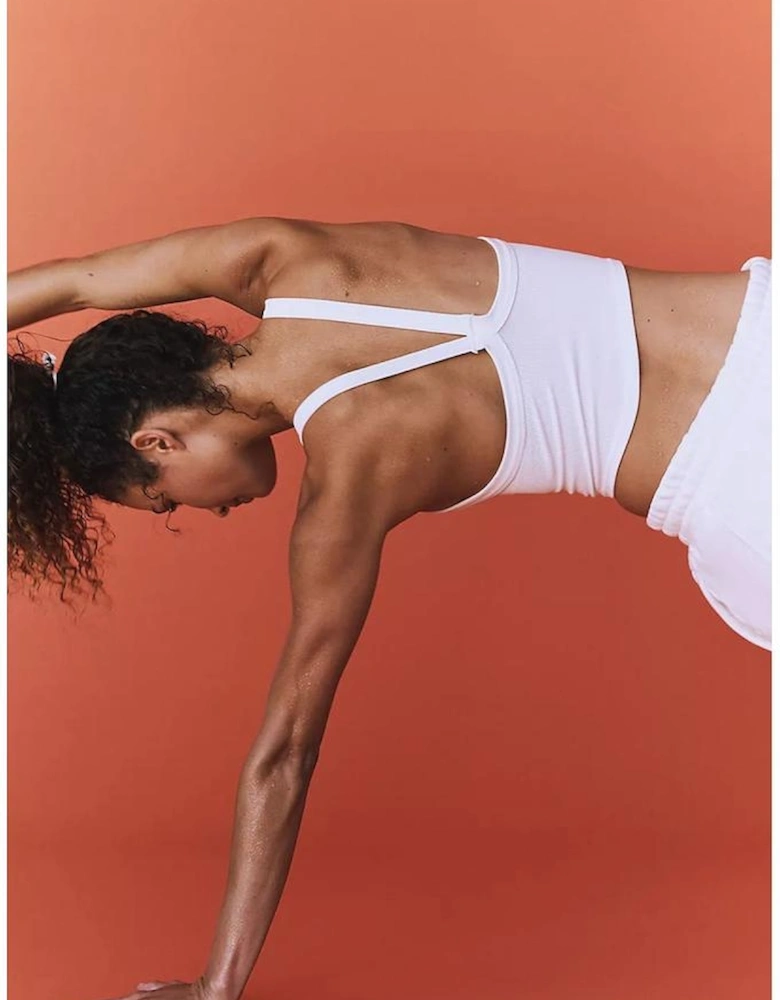 White Athletic Ribbed Cropped Cami Top