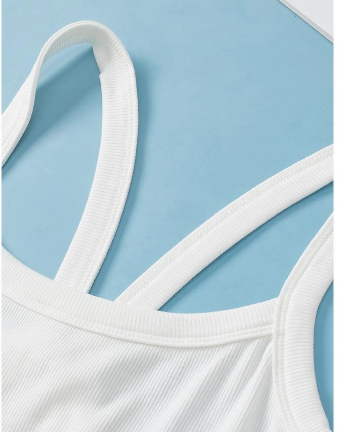 White Athletic Ribbed Cropped Cami Top