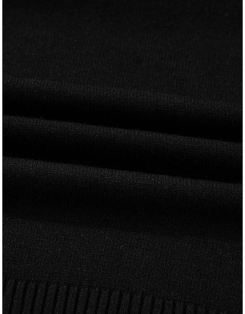 Black Contrast Trim Big Bow Accent Holiday Cropped Sweater