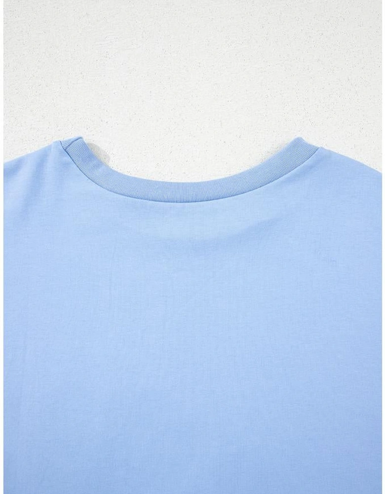 Myosotis Loose Half Sleeve Hi Low Hem T Shirt