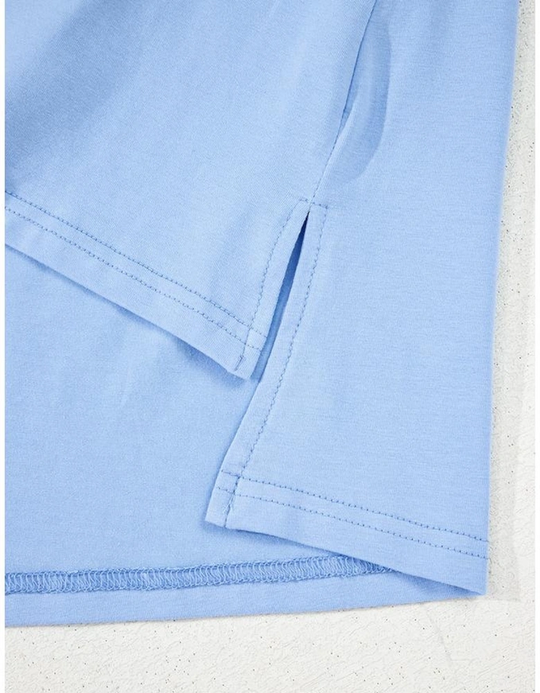 Myosotis Loose Half Sleeve Hi Low Hem T Shirt