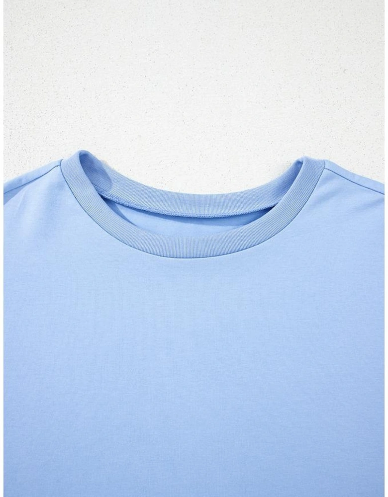 Myosotis Loose Half Sleeve Hi Low Hem T Shirt