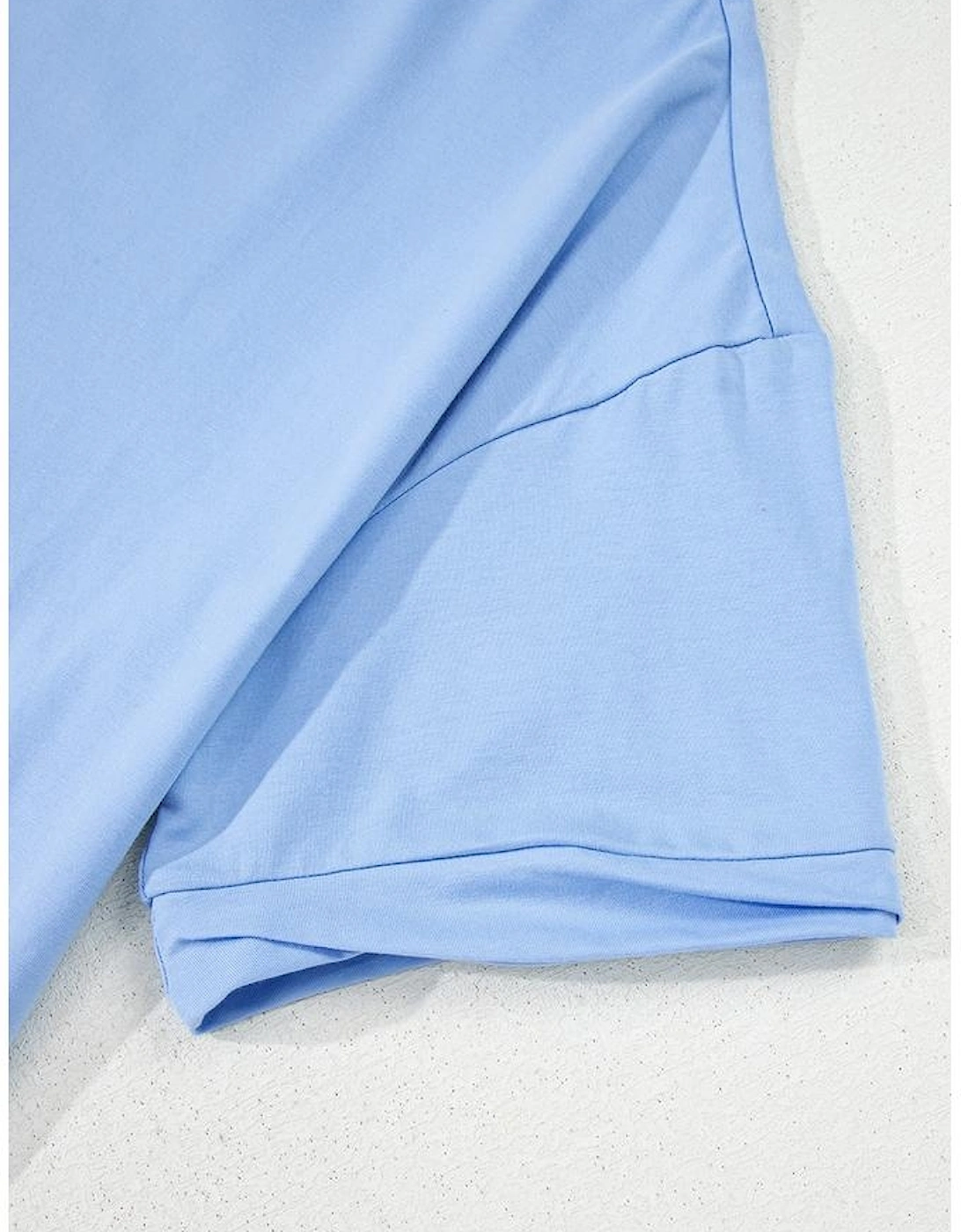 Myosotis Loose Half Sleeve Hi Low Hem T Shirt