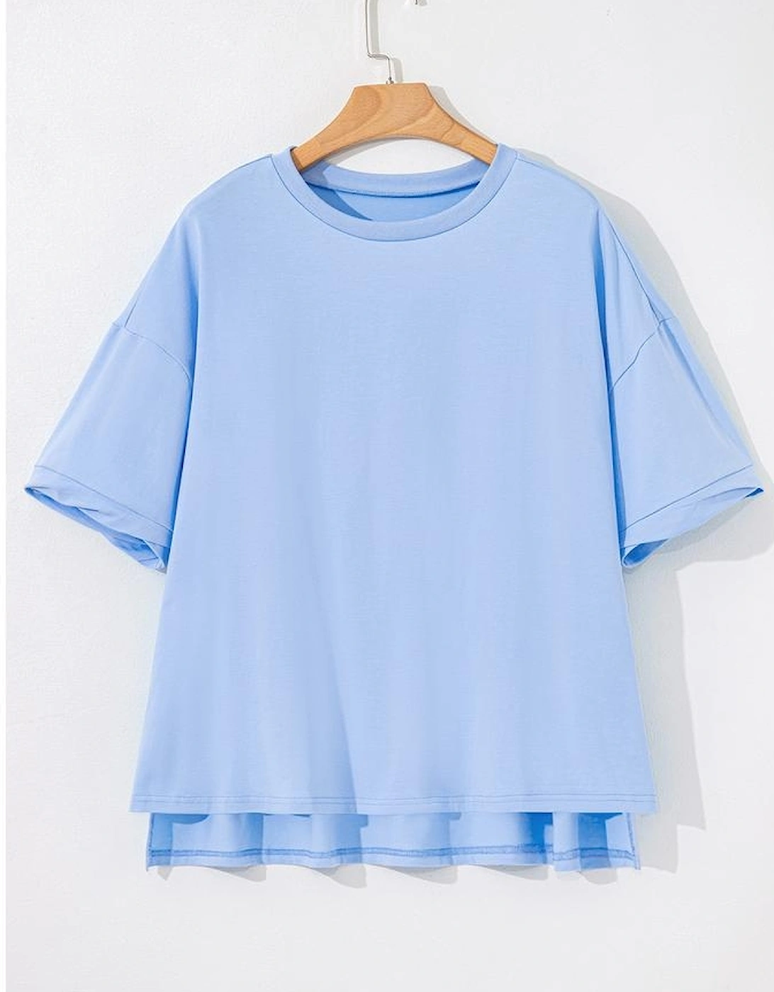 Myosotis Loose Half Sleeve Hi Low Hem T Shirt