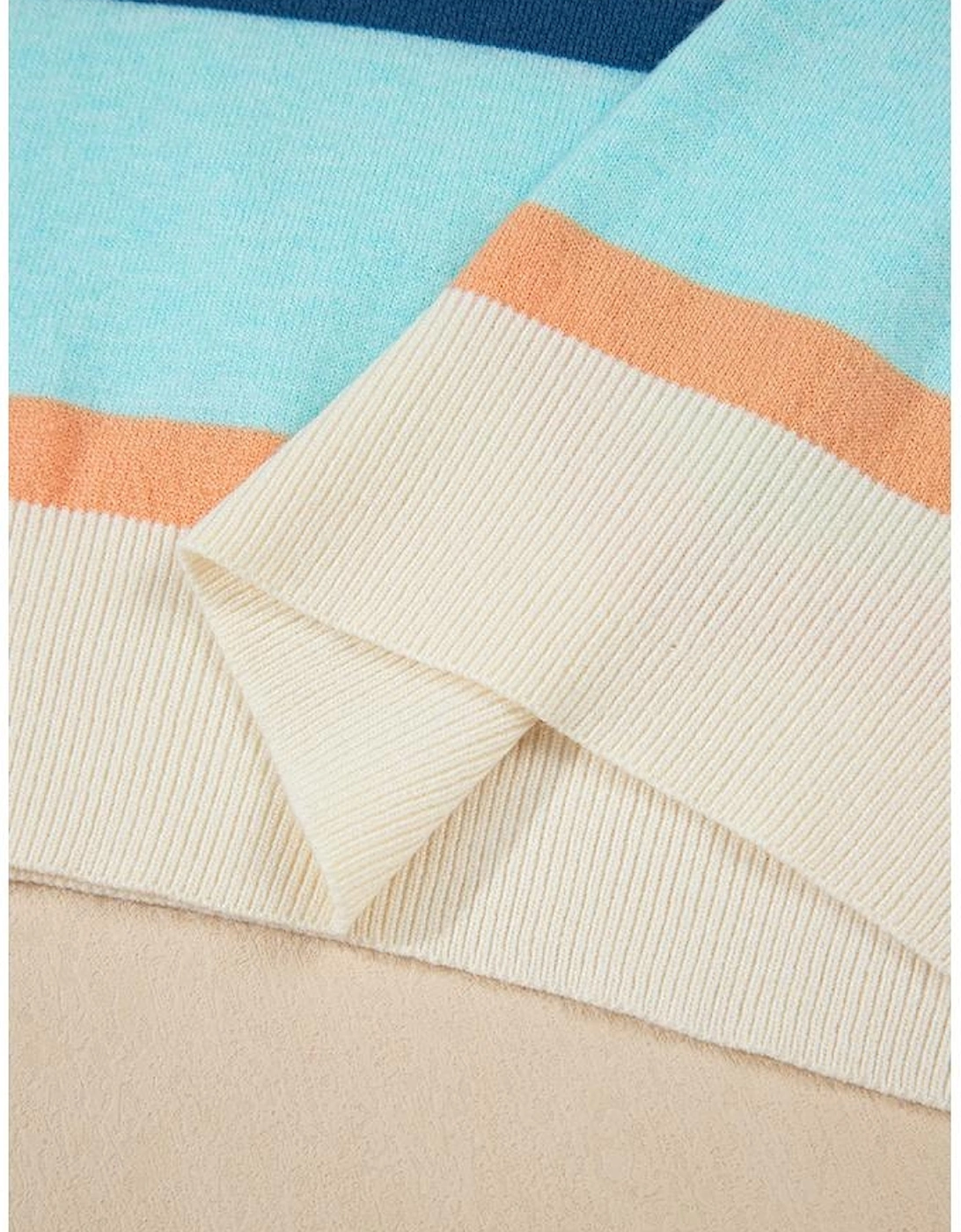 Multicolour Striped Color Block Flutter Sleeve Patchwork Sweater Top