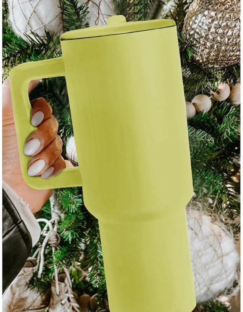 Pear Green Frosted Stainless Handle Large Vacuum Cup with Straw 40oz