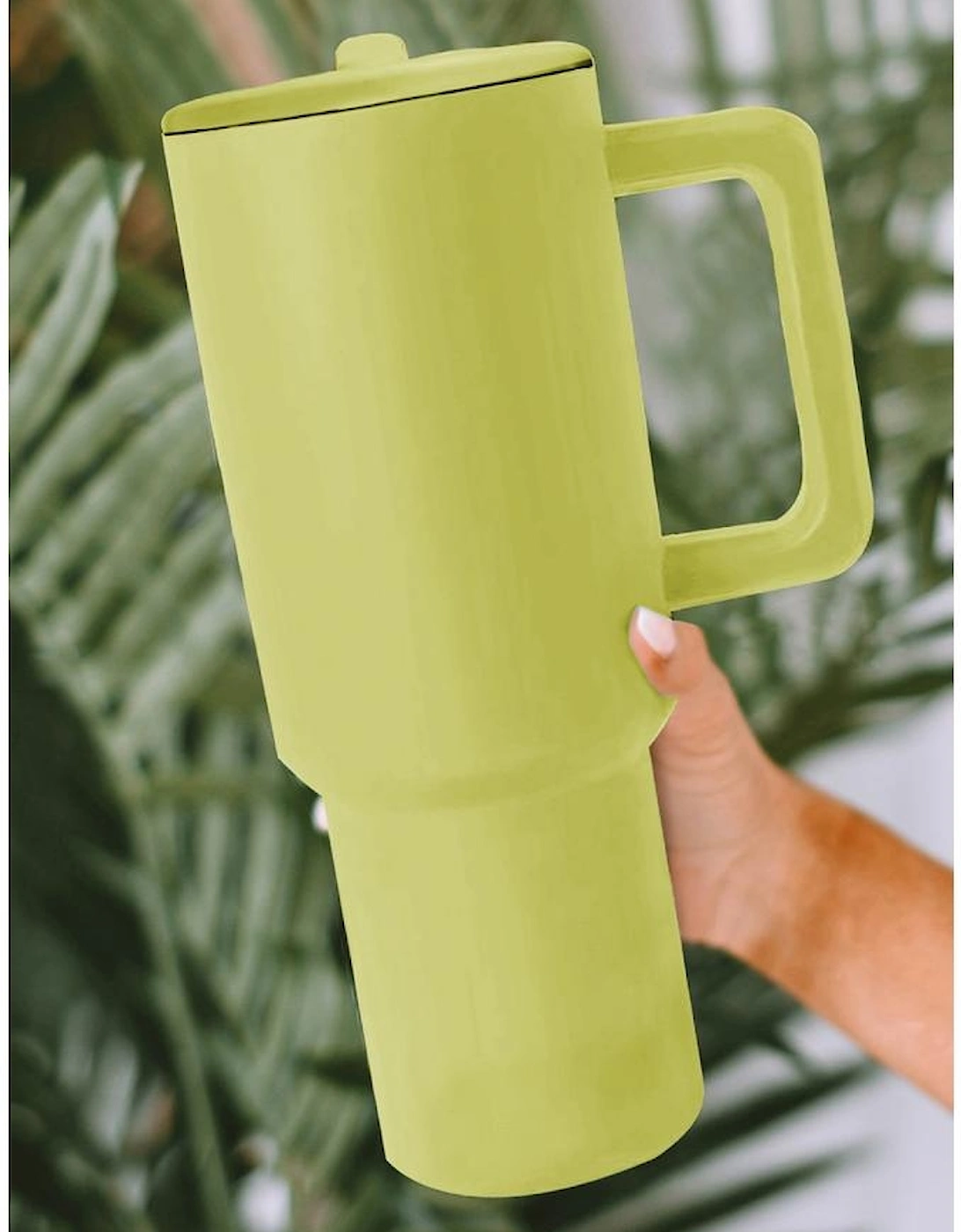 Pear Green Frosted Stainless Handle Large Vacuum Cup with Straw 40oz