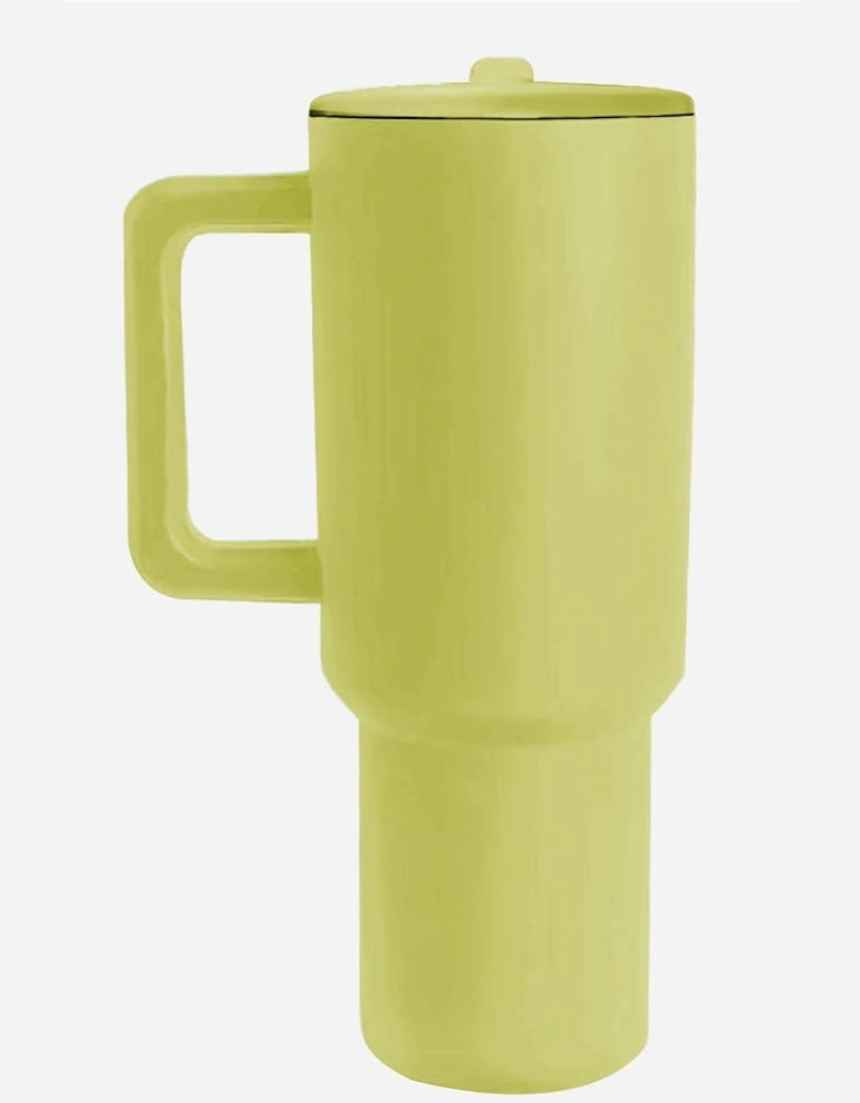 Pear Green Frosted Stainless Handle Large Vacuum Cup with Straw 40oz