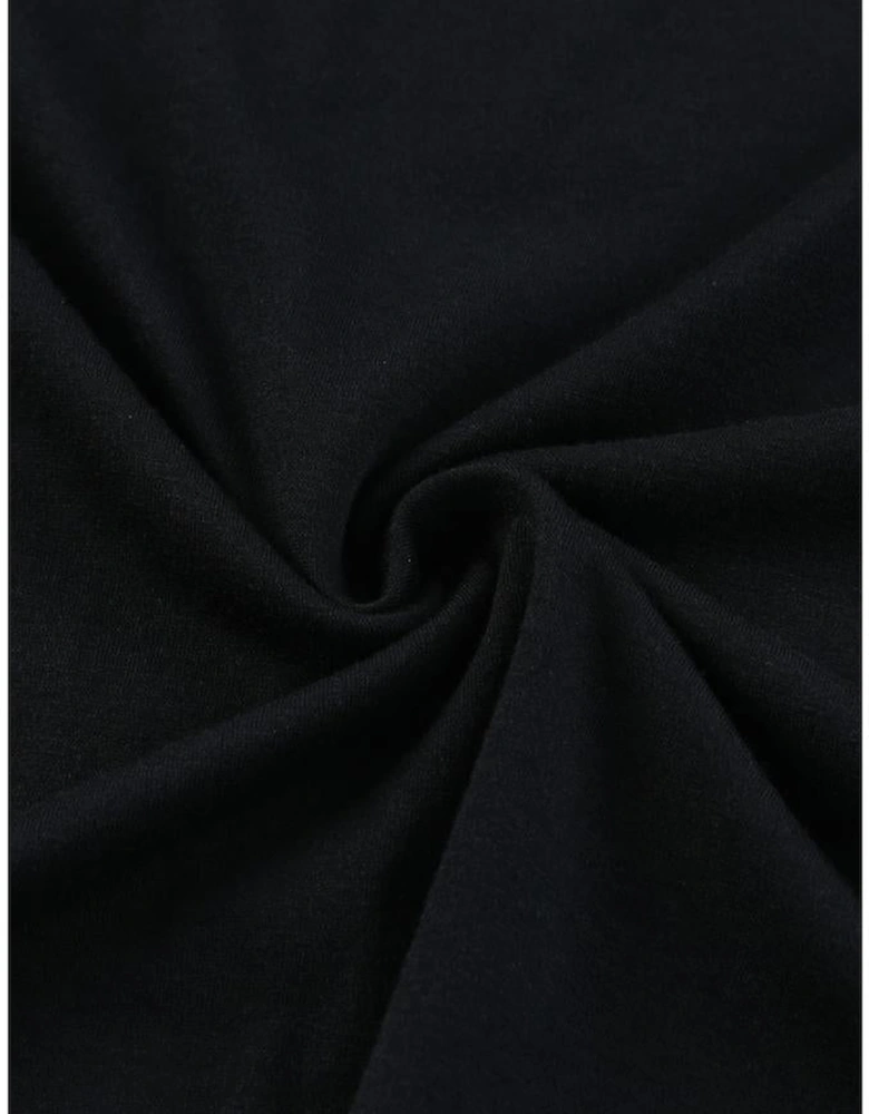 Black Off Shoulder Plaid&Leopard Print Long Sleeve Top