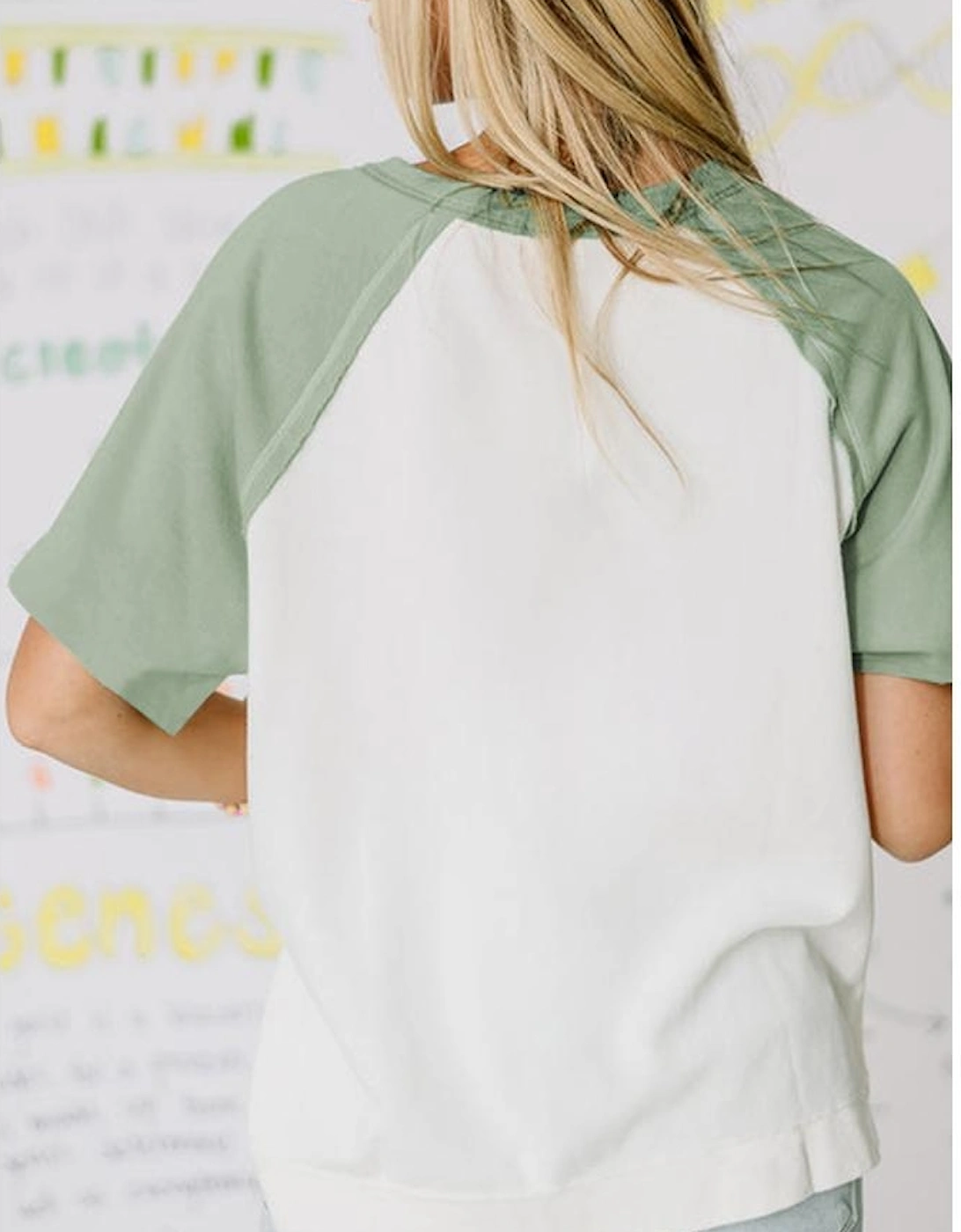 Clearly Aqua Colorblock Raglan Short Sleeve Half Buttons High Low T Shirt, 12 of 11