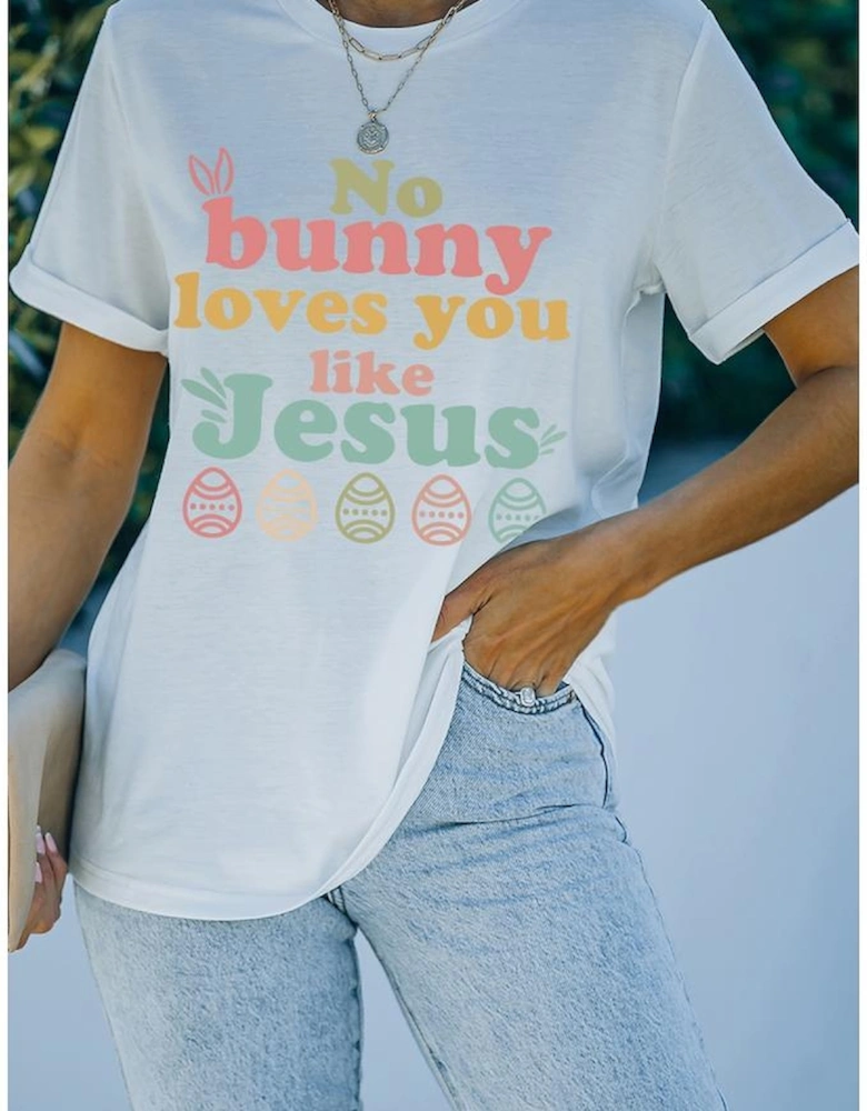 White No bunny loves you like Jesus Graphic Easter Day T-shirt