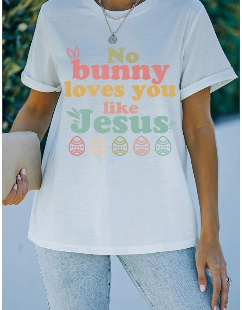 White No bunny loves you like Jesus Graphic Easter Day T-shirt