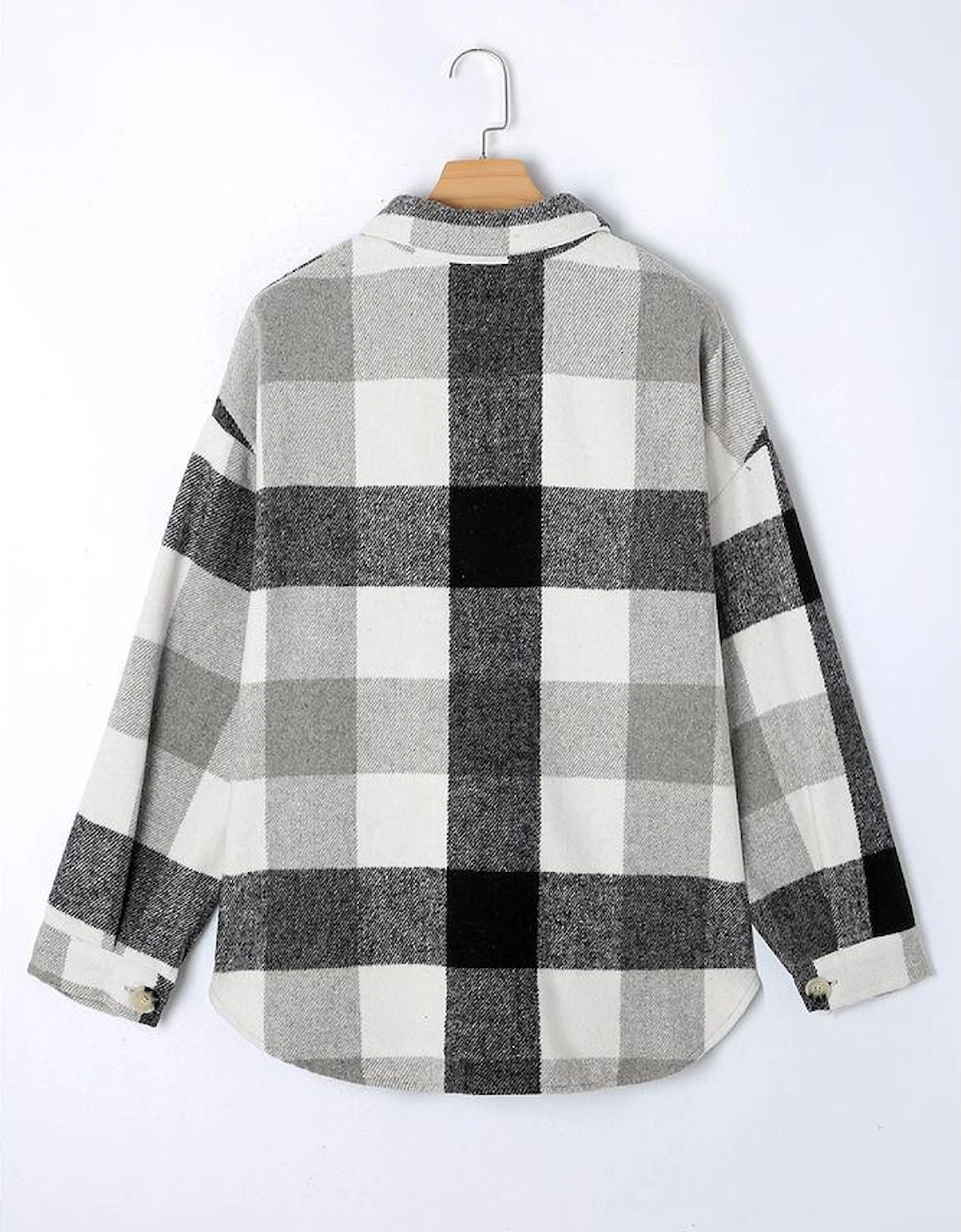 Gray Plus Size Checkered Button-Up Shacket