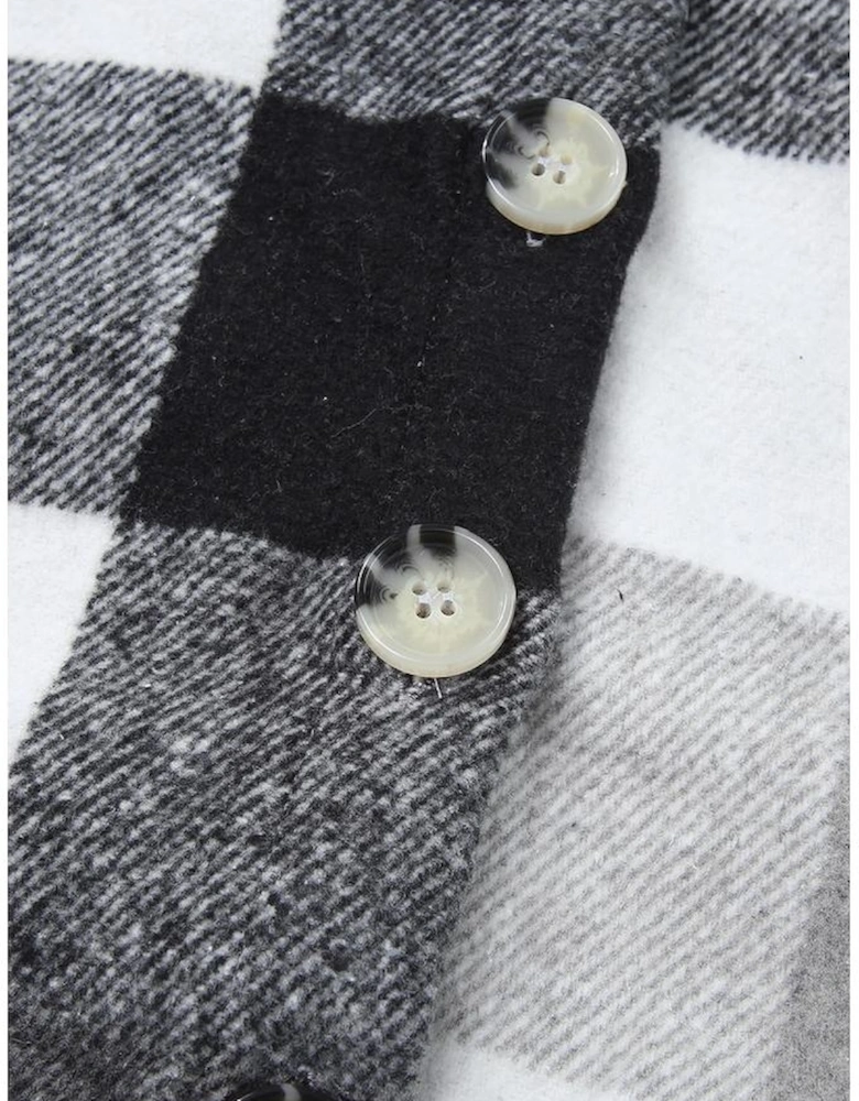 Gray Plus Size Checkered Button-Up Shacket