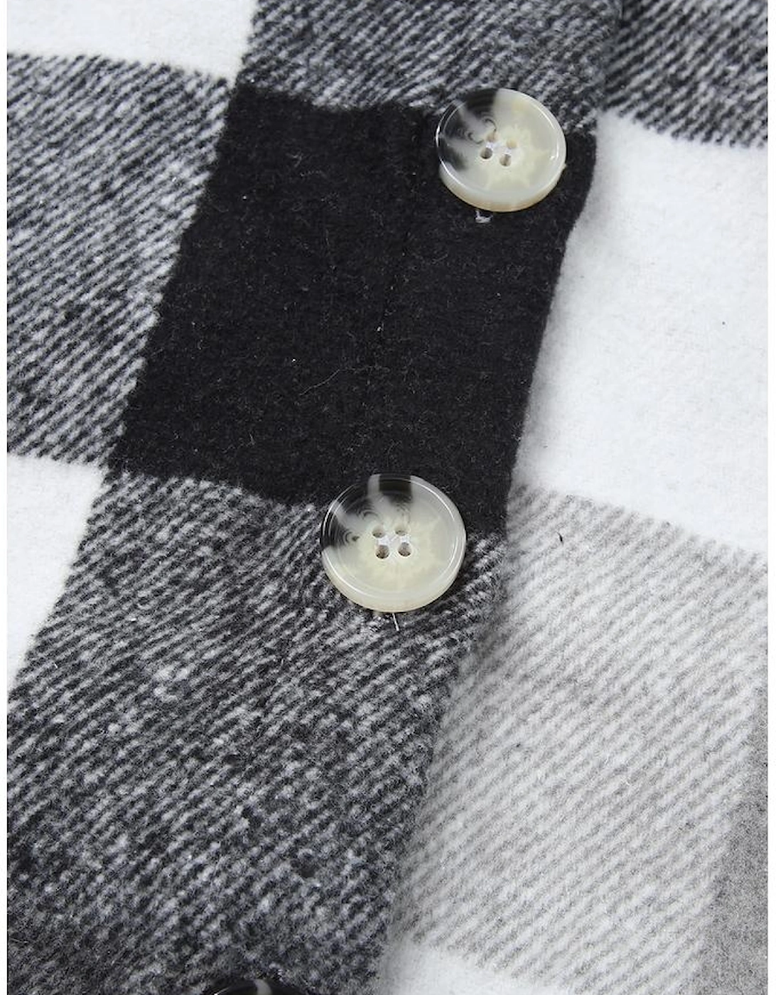 Gray Plus Size Checkered Button-Up Shacket