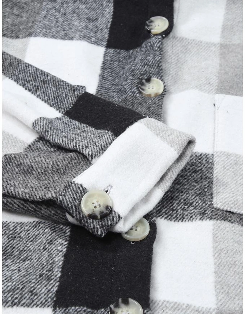 Gray Plus Size Checkered Button-Up Shacket