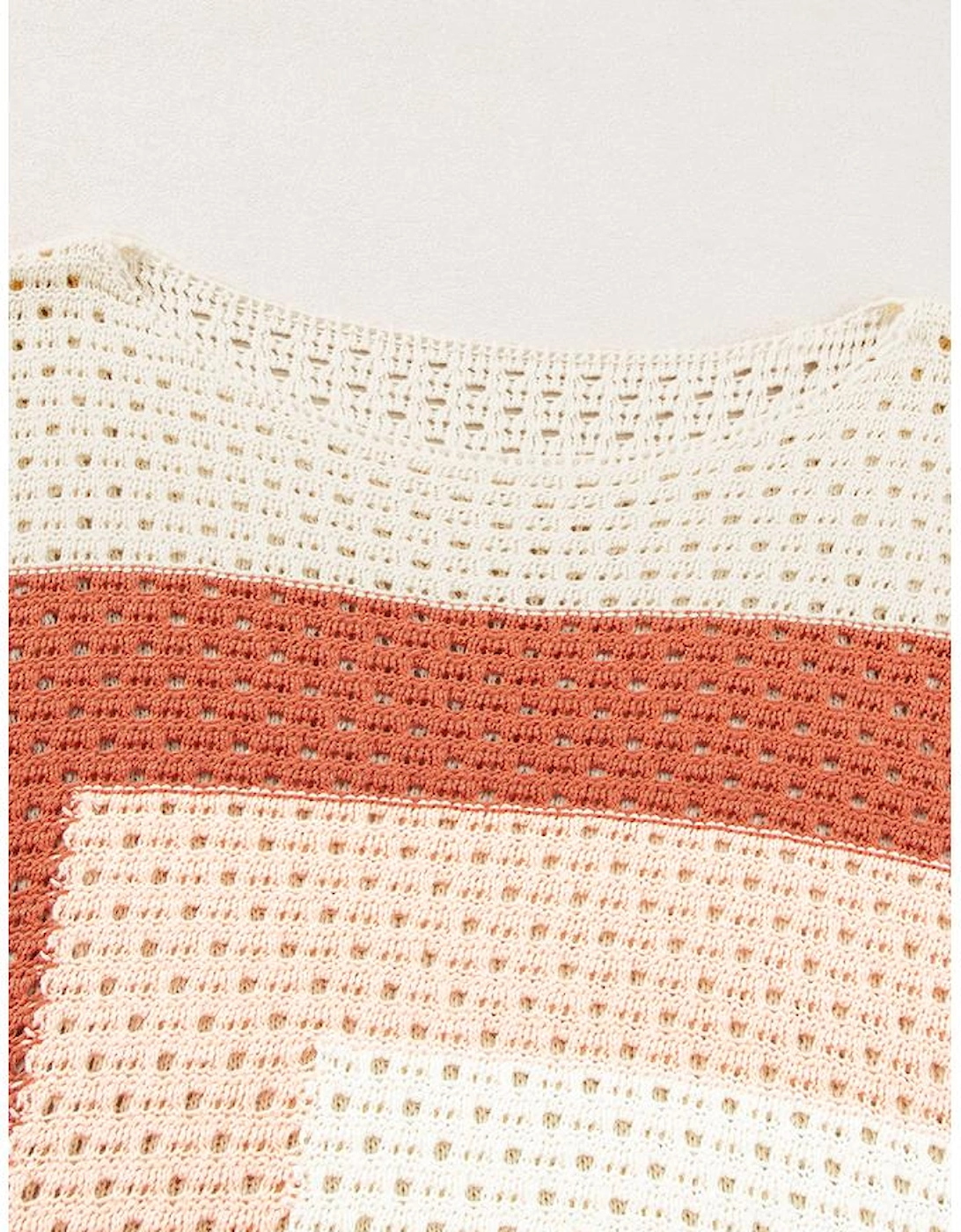 Apricot Pointelle Knit Colorblock Baggy Sweater