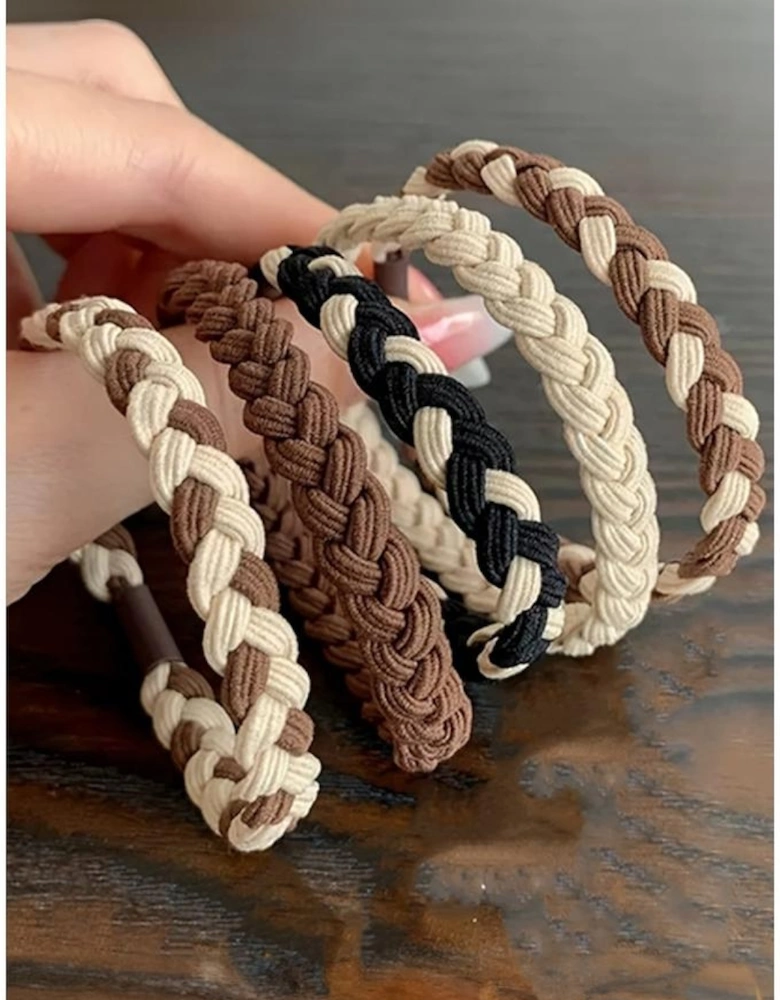 Azura Exchange Khaki 5pcs Smile Face Decor Braided Hair Ties