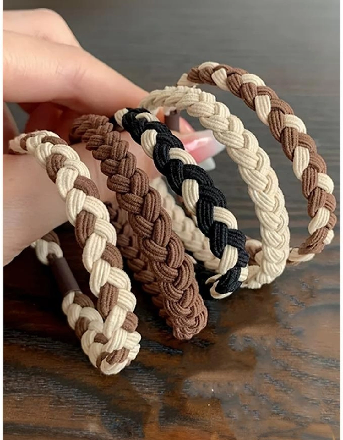 Azura Exchange Khaki 5pcs Smile Face Decor Braided Hair Ties