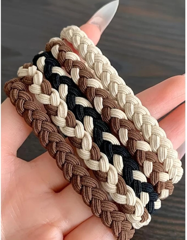 Azura Exchange Khaki 5pcs Smile Face Decor Braided Hair Ties