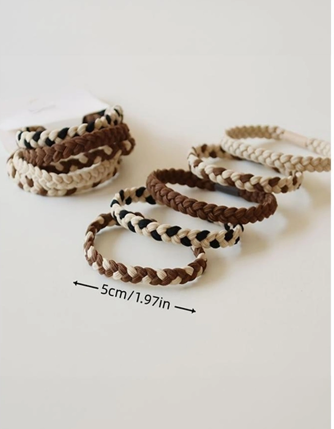 Azura Exchange Khaki 5pcs Smile Face Decor Braided Hair Ties, 6 of 5