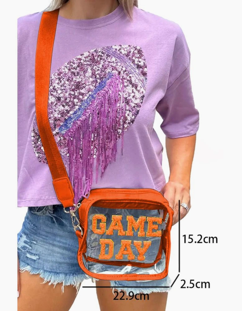 Orange GAME DAY Rugby Football Clear Shoulder Bag