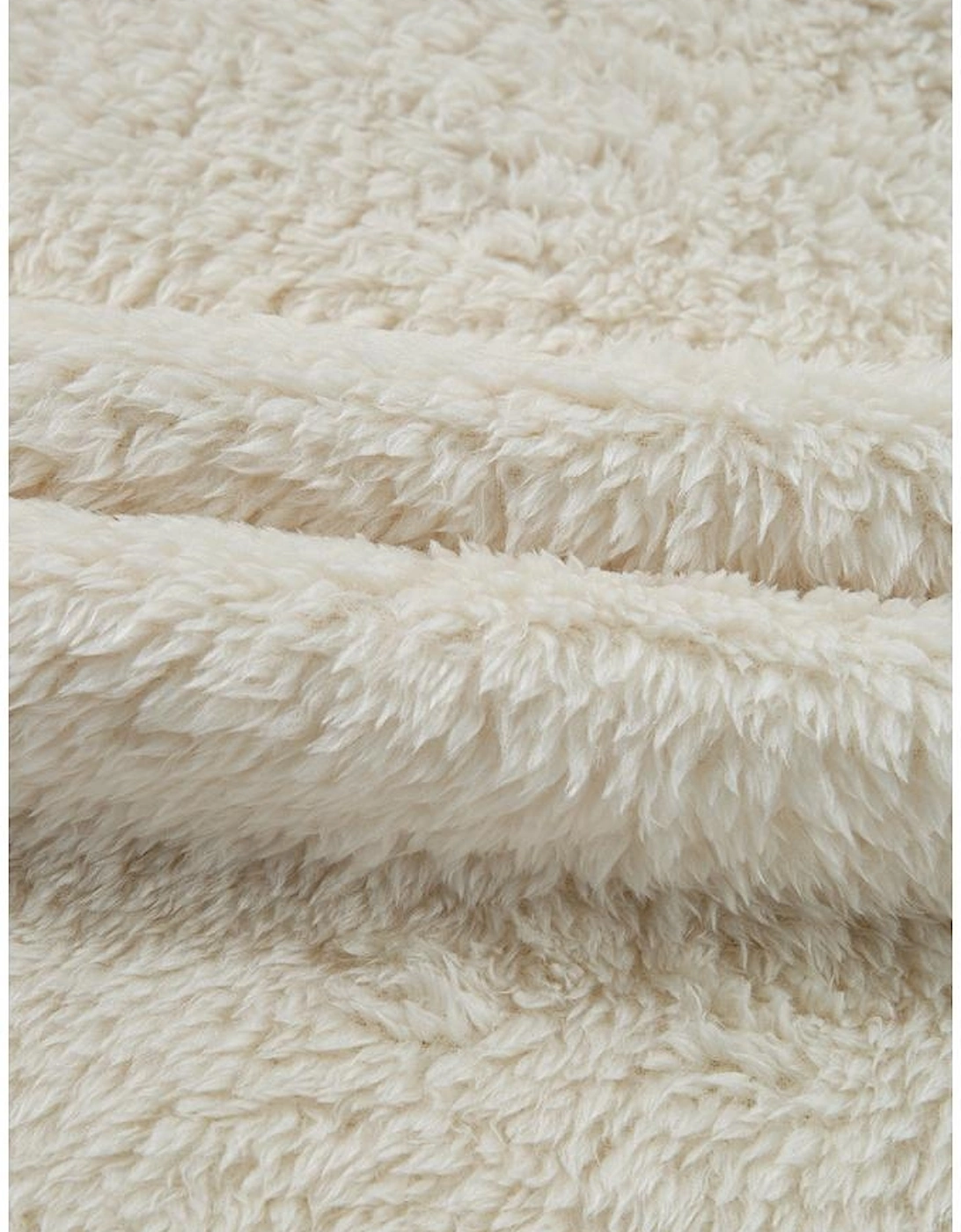 White Contrast Ribbed Edge Plush Hoodie