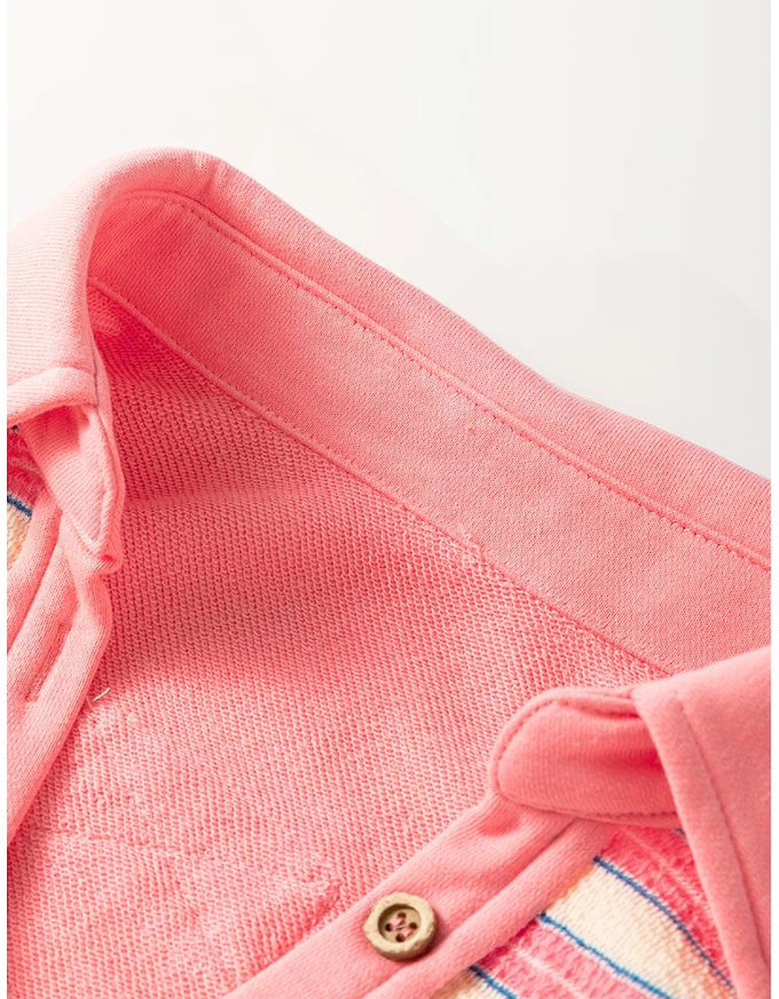 Pink Stripe Buttoned V Neck Collared Drop Shoulder Top