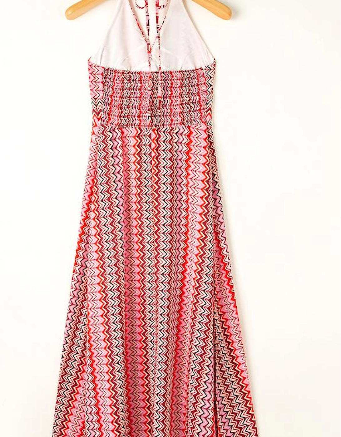 Red Halter Neck Tribal Boho Printed Backless Maxi Dress