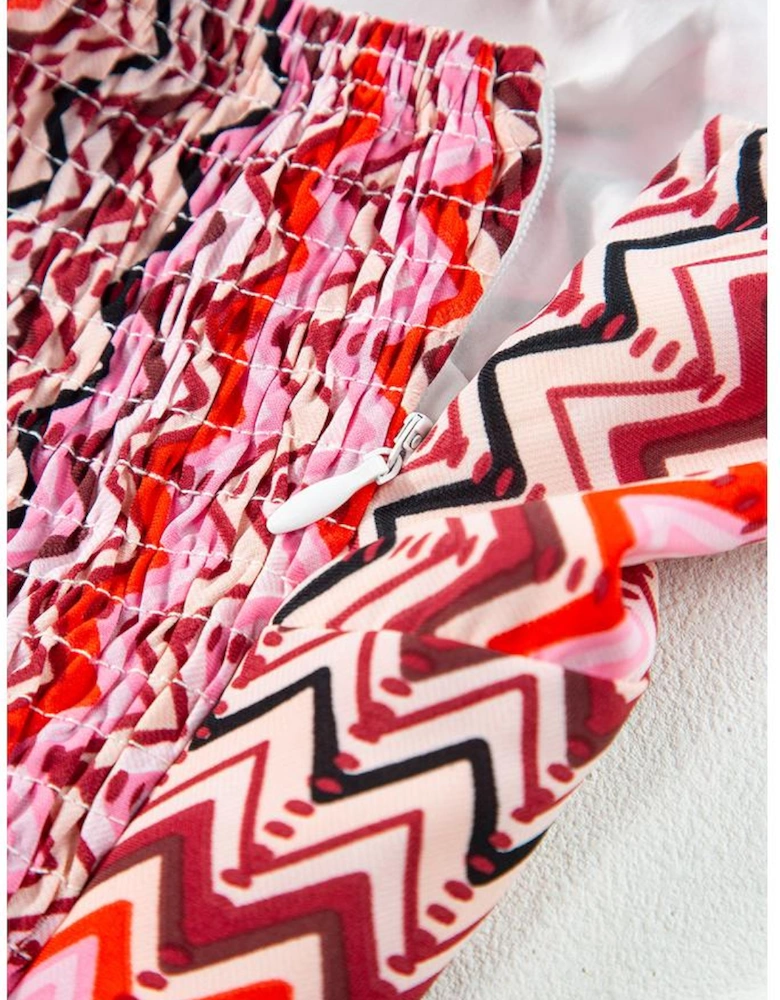 Red Halter Neck Tribal Boho Printed Backless Maxi Dress