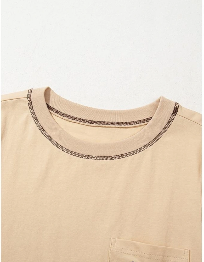 Apricot RODEO Horseshoe Embroidered Patch Pocket T Shirt