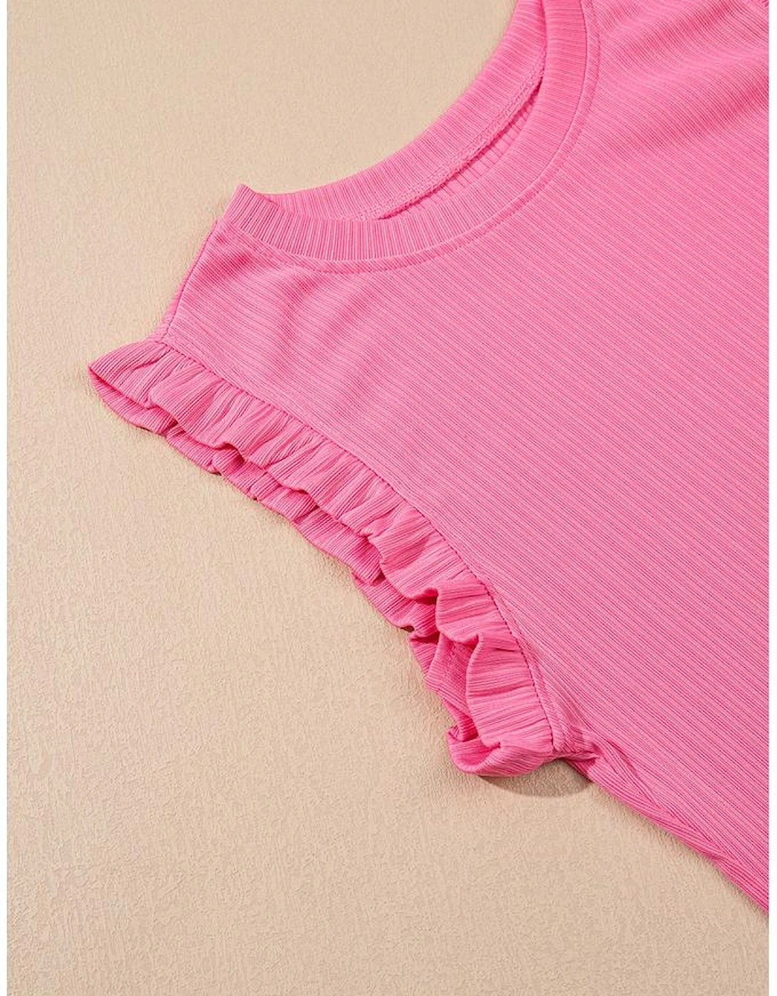 Bonbon Textured Ruffle Trim Crop Vest Lace-up Long Skirt Set