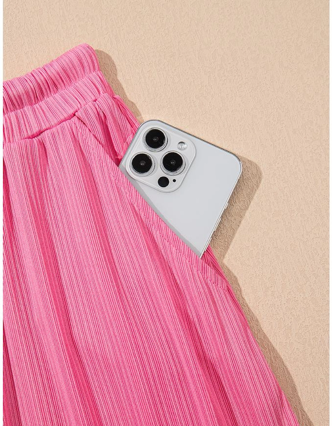 Bonbon Textured Ruffle Trim Crop Vest Lace-up Long Skirt Set