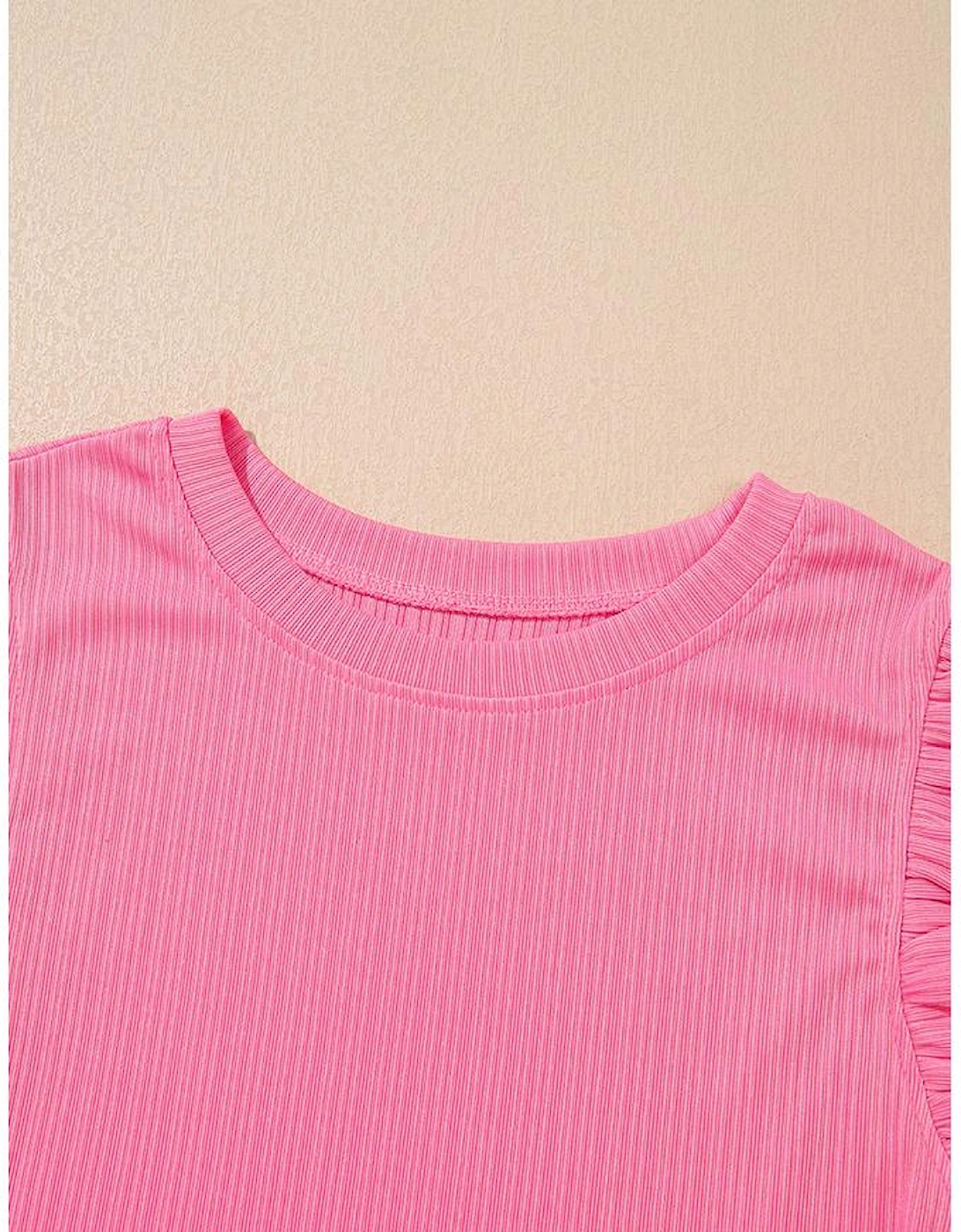 Bonbon Textured Ruffle Trim Crop Vest Lace-up Long Skirt Set