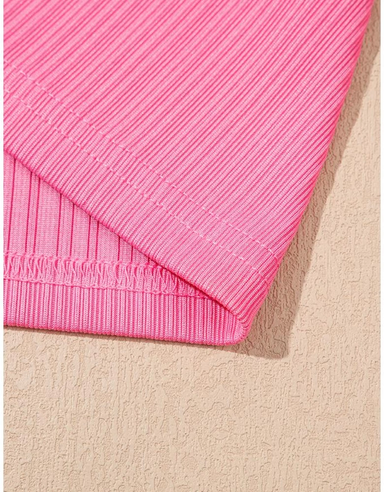 Bonbon Textured Ruffle Trim Crop Vest Lace-up Long Skirt Set